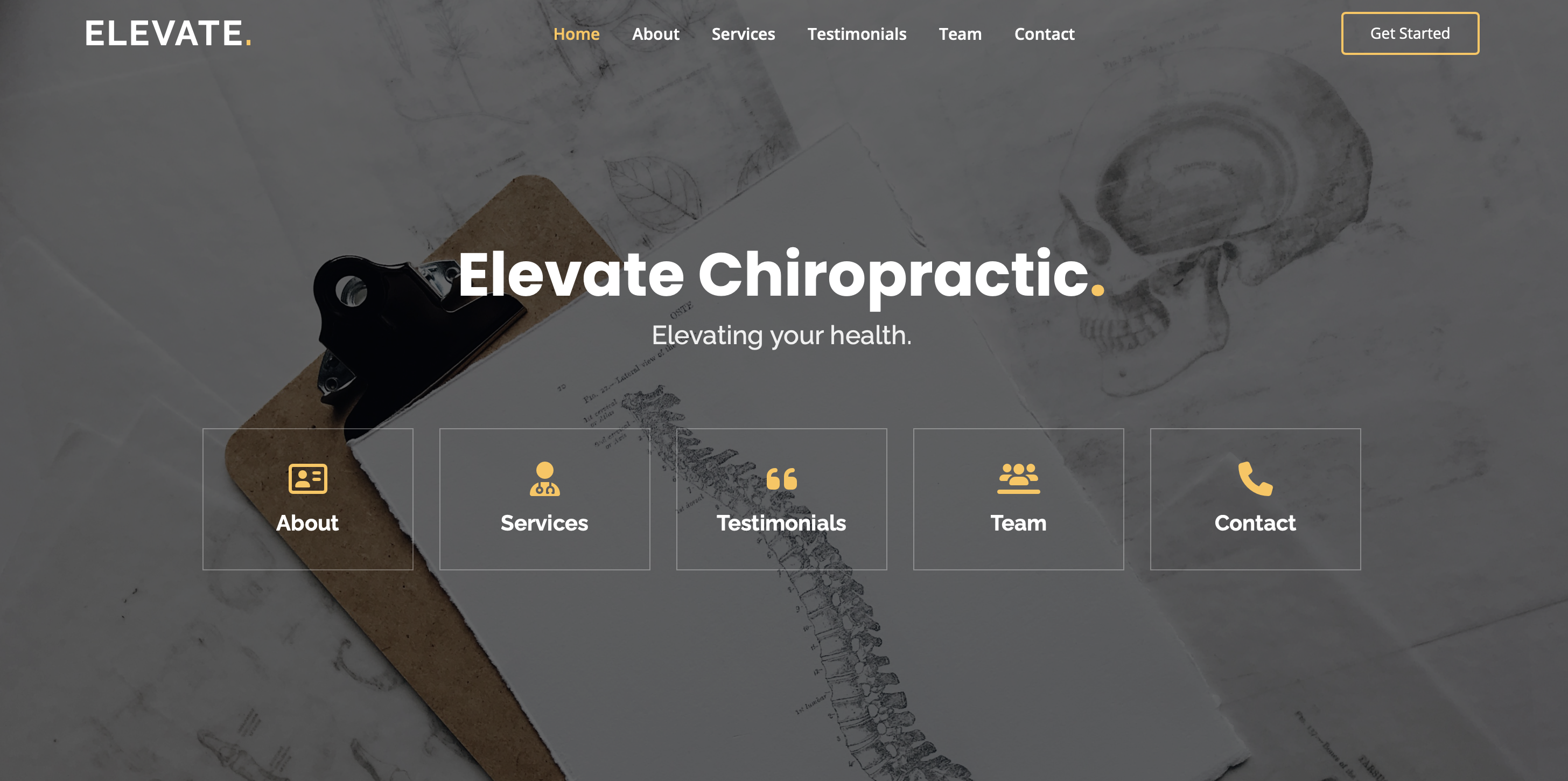 Landing page for Elevate Chiropractic